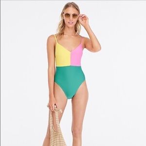 Color-block, one piece bathing suit